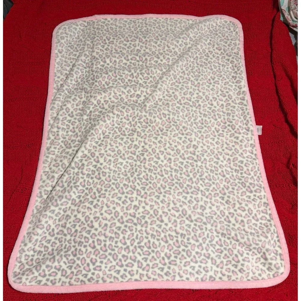 Garanimals Baby Blanket Pink Grey Leopard Animal Print Plush Fleece GM4410G